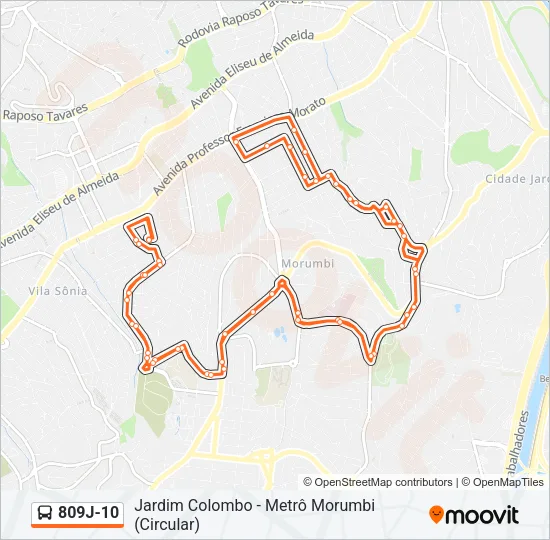 809J-10 Bus Line Map