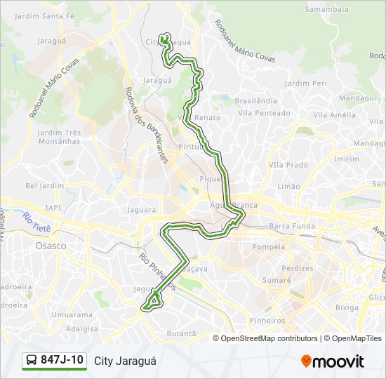 Mapa de 847J-10 de autobús