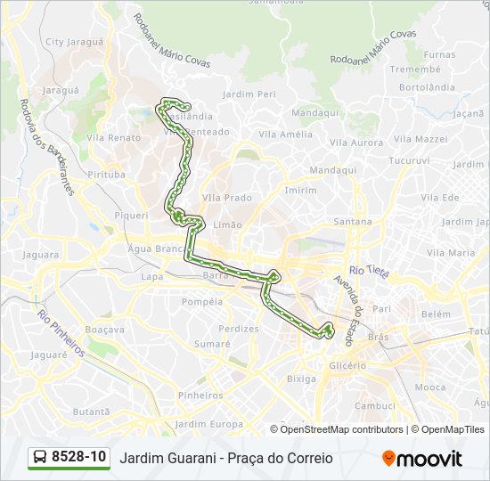 Mapa da linha 8528-10 de ônibus