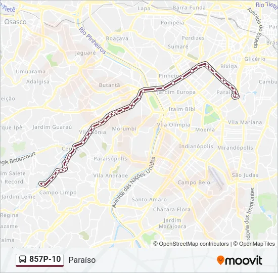 857P-10 Bus Line Map