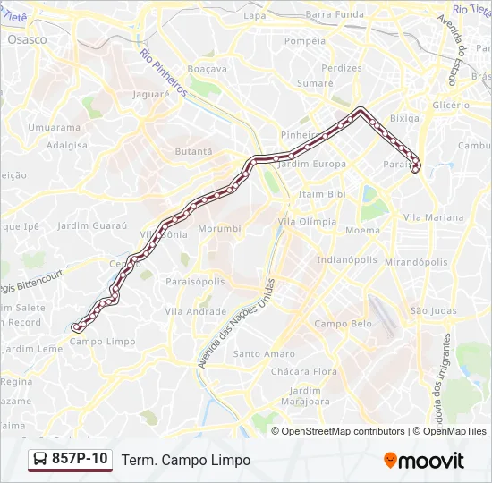 857P-10 Bus Line Map