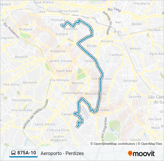 875A-10 Bus Line Map