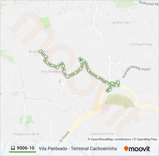 Mapa da linha 9006-10 de ônibus