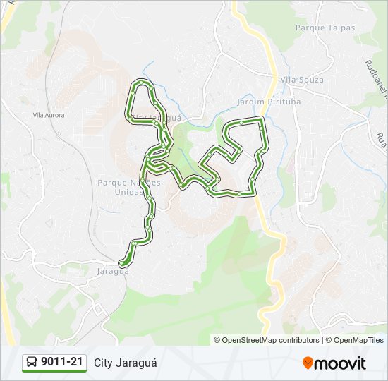 Mapa da linha 9011-21 de ônibus