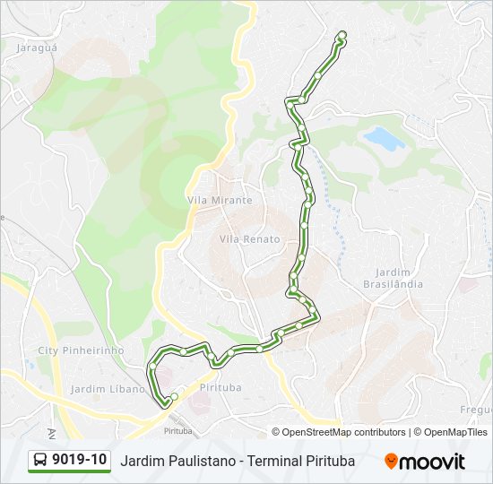 Mapa da linha 9019-10 de ônibus