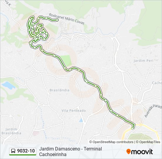 Mapa da linha 9032-10 de ônibus