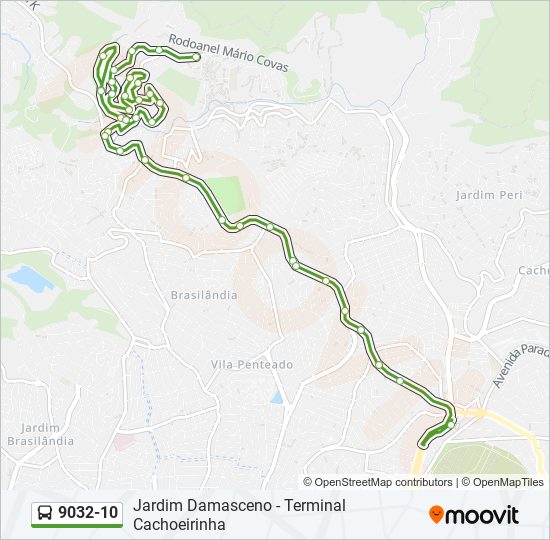 Mapa da linha 9032-10 de ônibus