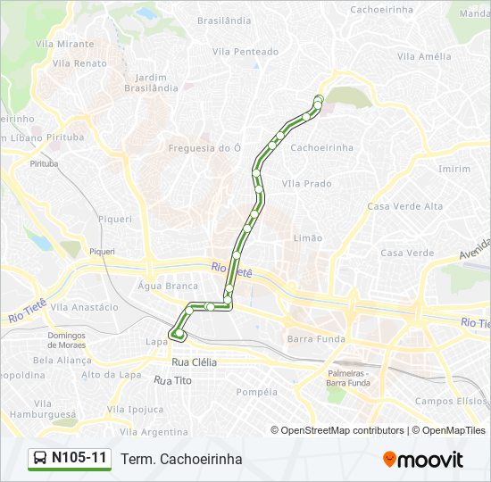 N105-11 bus Line Map