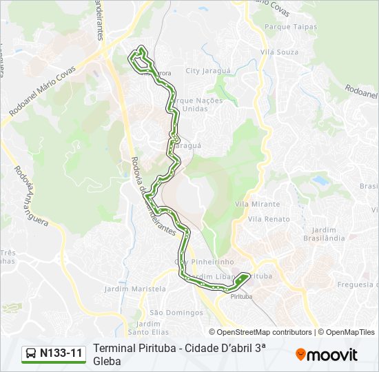 Mapa de N133-11 de autobús