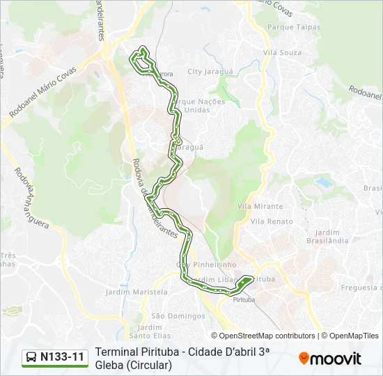 N133-11 Bus Line Map