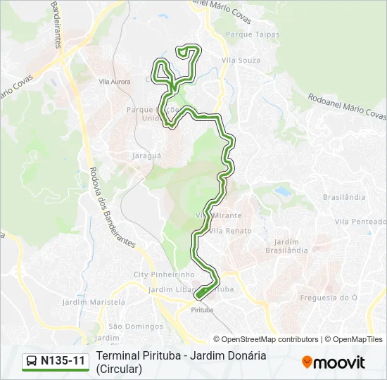 N135-11 Bus Line Map