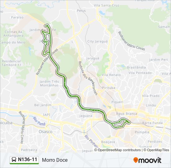 Mapa de N136-11 de autobús