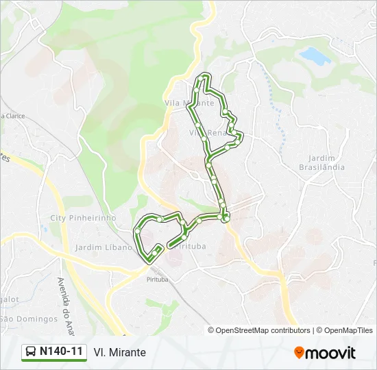 N140-11 Bus Line Map