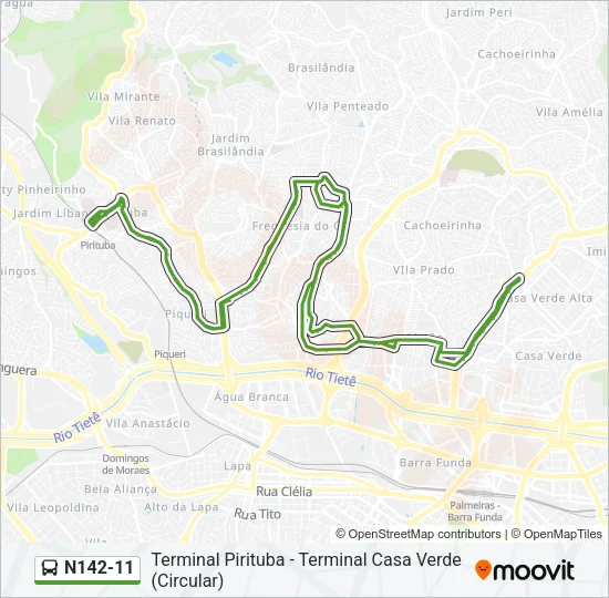 N142-11 Bus Line Map