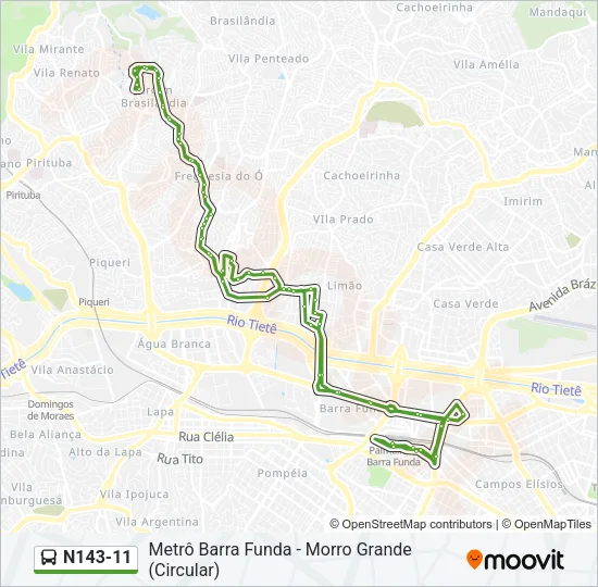 N143-11 Bus Line Map