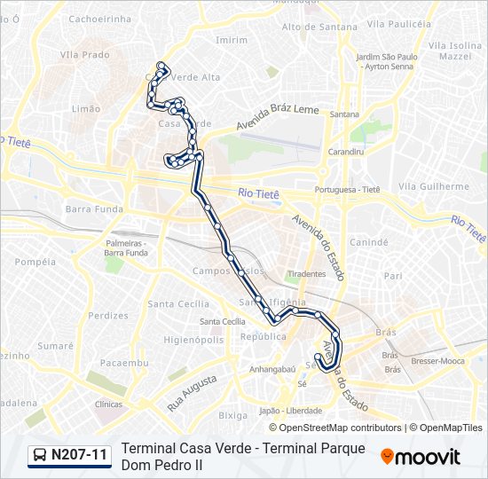 N207-11 bus Line Map