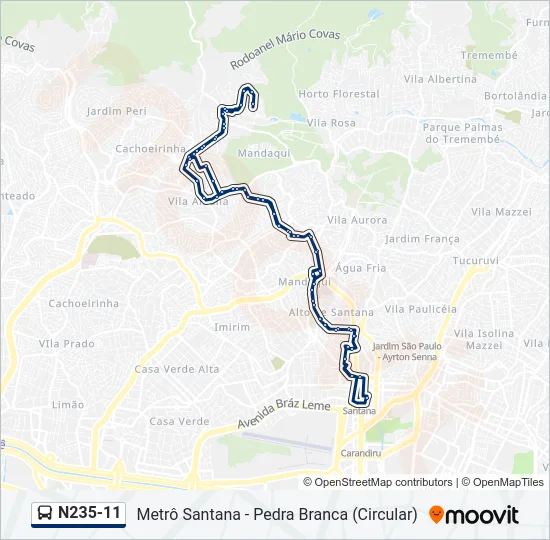 N235-11 Bus Line Map