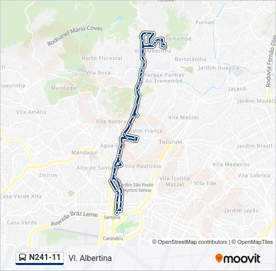 N241-11 Bus Line Map