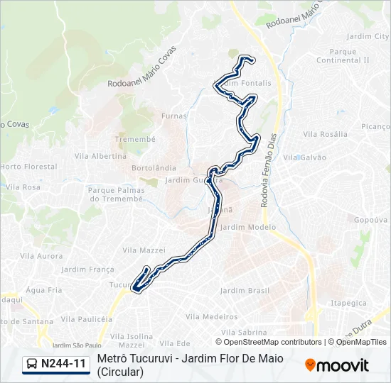N244-11 Bus Line Map