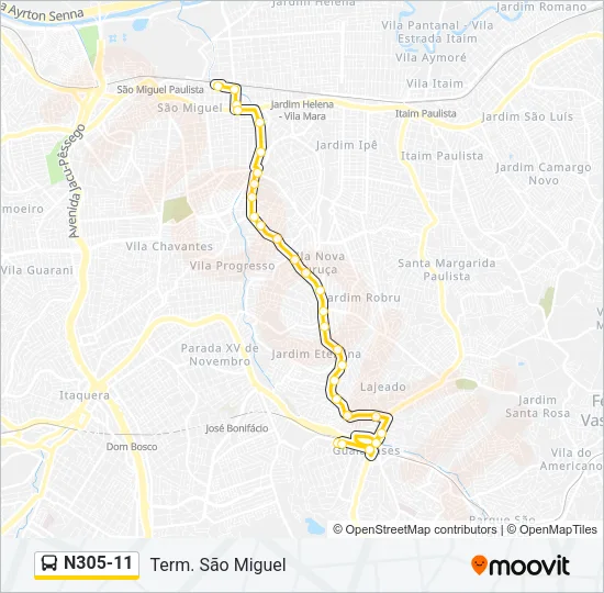 N305-11 Bus Line Map