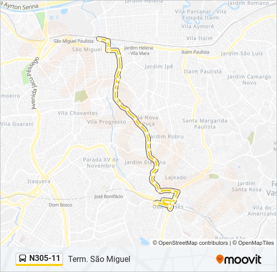N305-11 bus Line Map