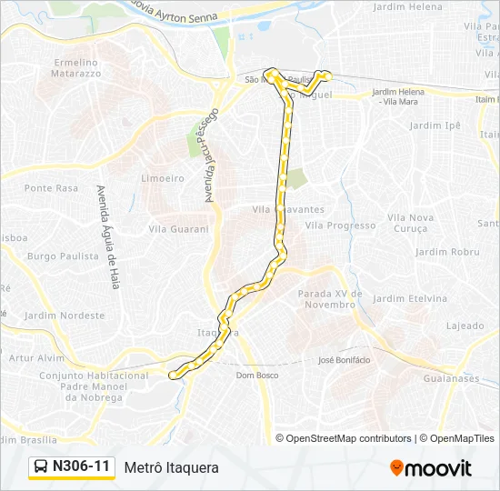 N306-11 Bus Line Map