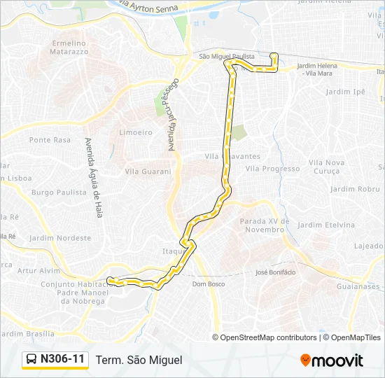 N306-11 Bus Line Map