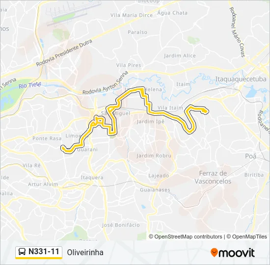 N331-11 Bus Line Map