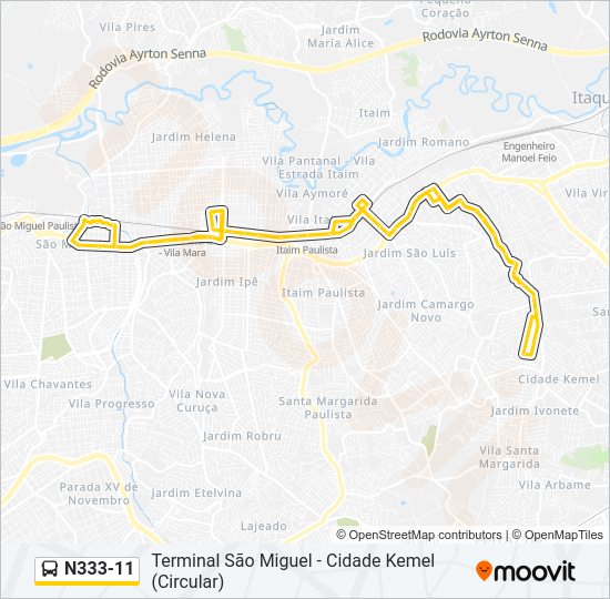 N333-11 bus Line Map