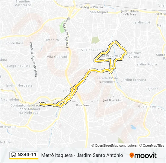 N340-11 Bus Line Map