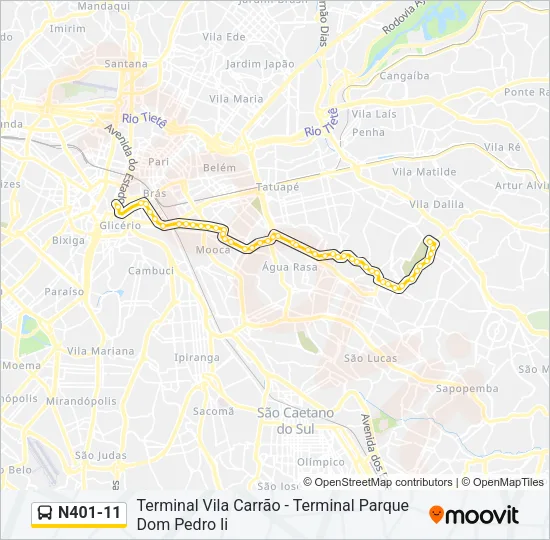 N401-11 Bus Line Map