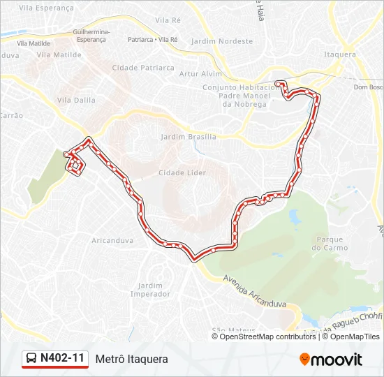 N402-11 Bus Line Map
