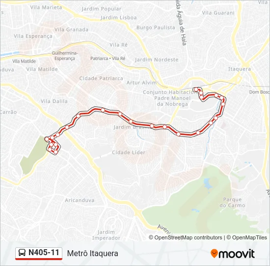 N405-11 Bus Line Map