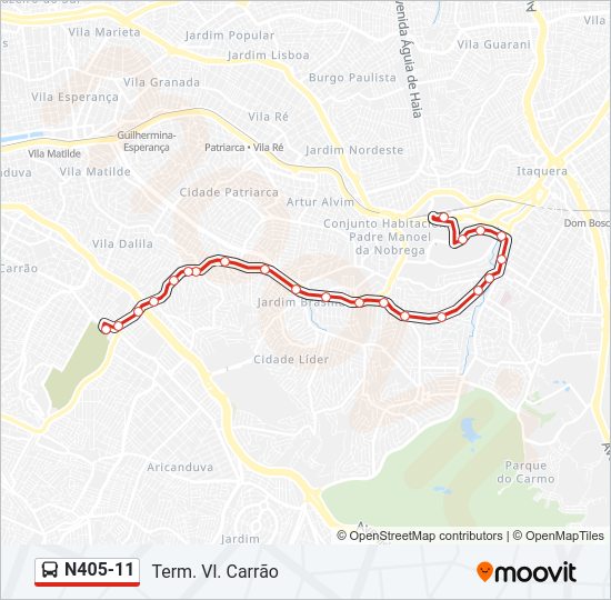 N405-11 bus Line Map