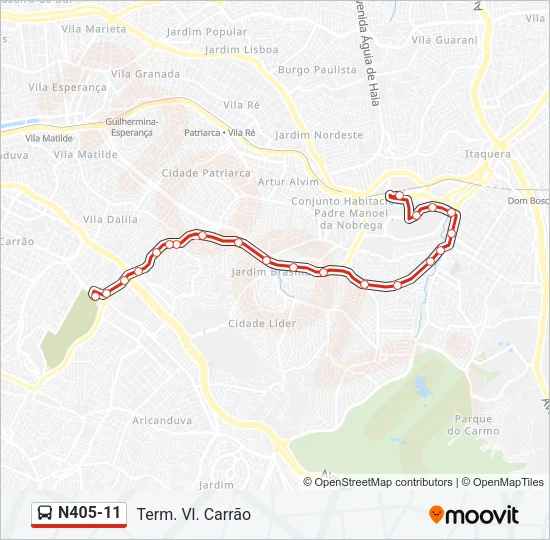 N405-11 Bus Line Map