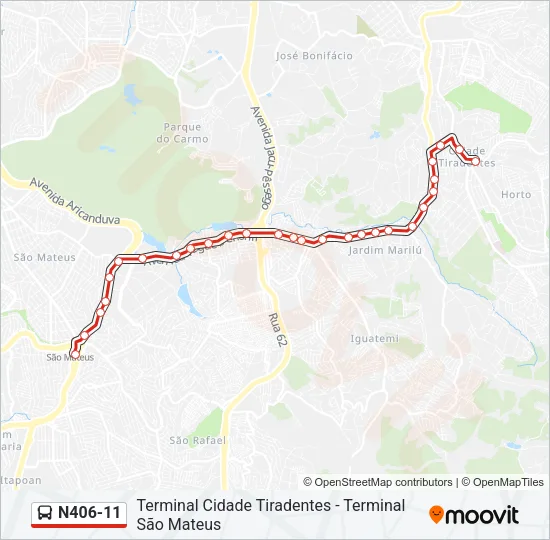 N406-11 Bus Line Map
