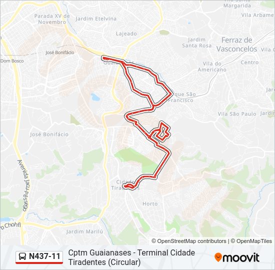 Mapa de N437-11 de autobús