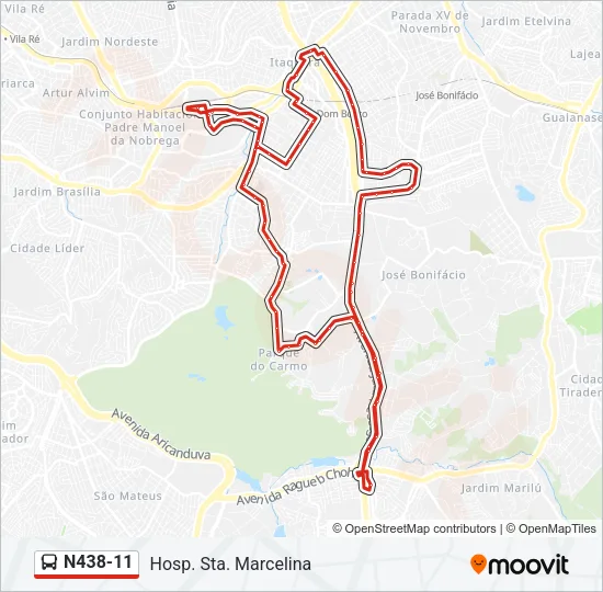 N438-11 Bus Line Map