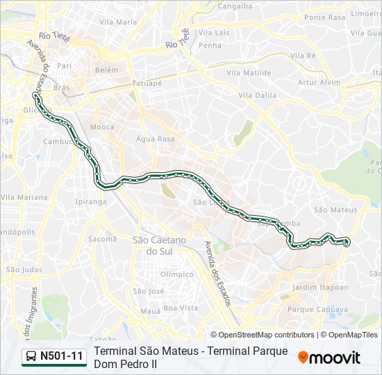N501-11 bus Line Map