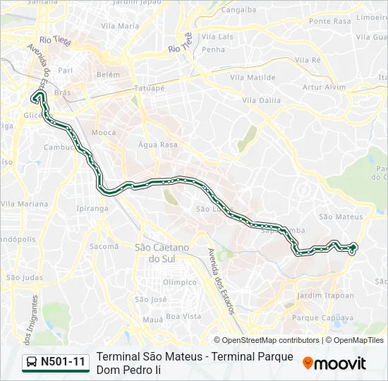 N501-11 Bus Line Map