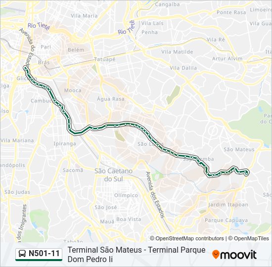 N501-11 bus Line Map