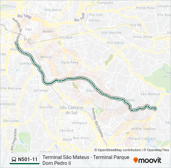 N501-11 Bus Line Map