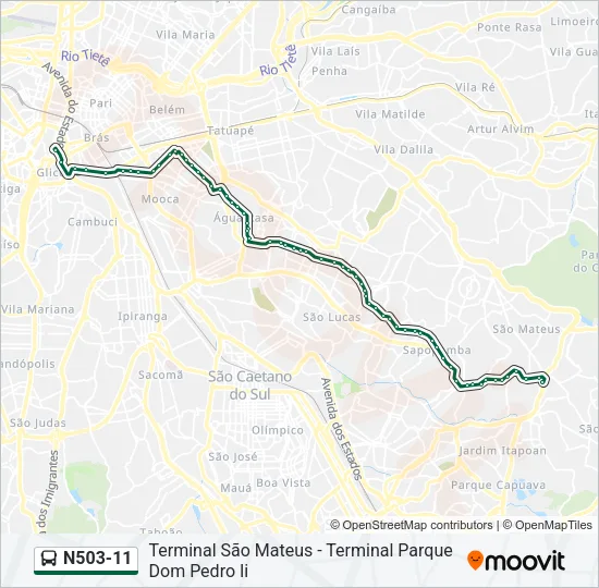 N503-11 Bus Line Map