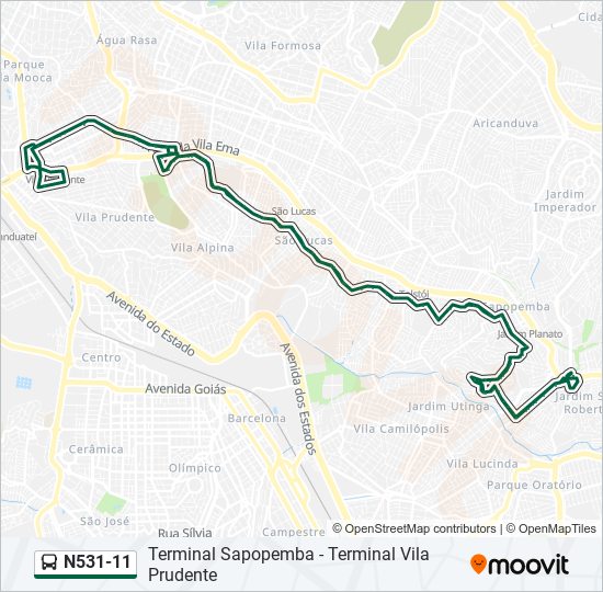 N531-11 bus Line Map