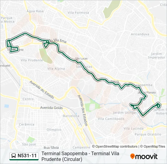 N531-11 Bus Line Map