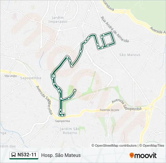 N532-11 Bus Line Map
