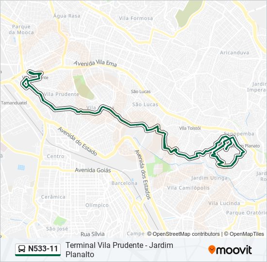 N533-11 bus Line Map