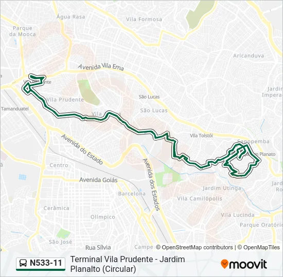 N533-11 Bus Line Map
