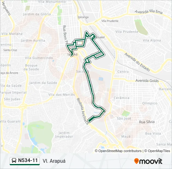 N534-11 Bus Line Map