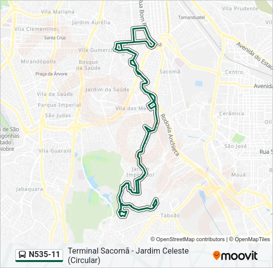 N535-11 Bus Line Map